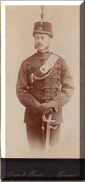 A tall portrait of Sir Henry Pellatt in military uniform
