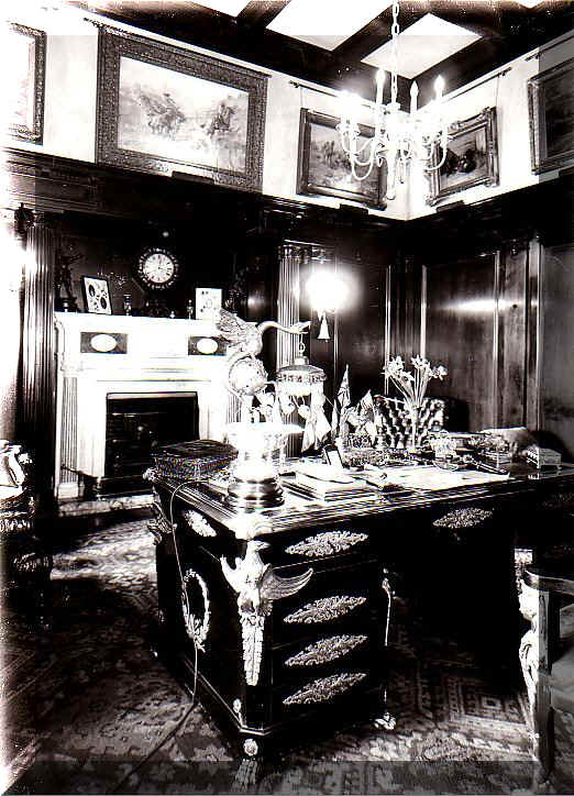 Sir Henry Pellatt's study with its grand desk and dragon lamp